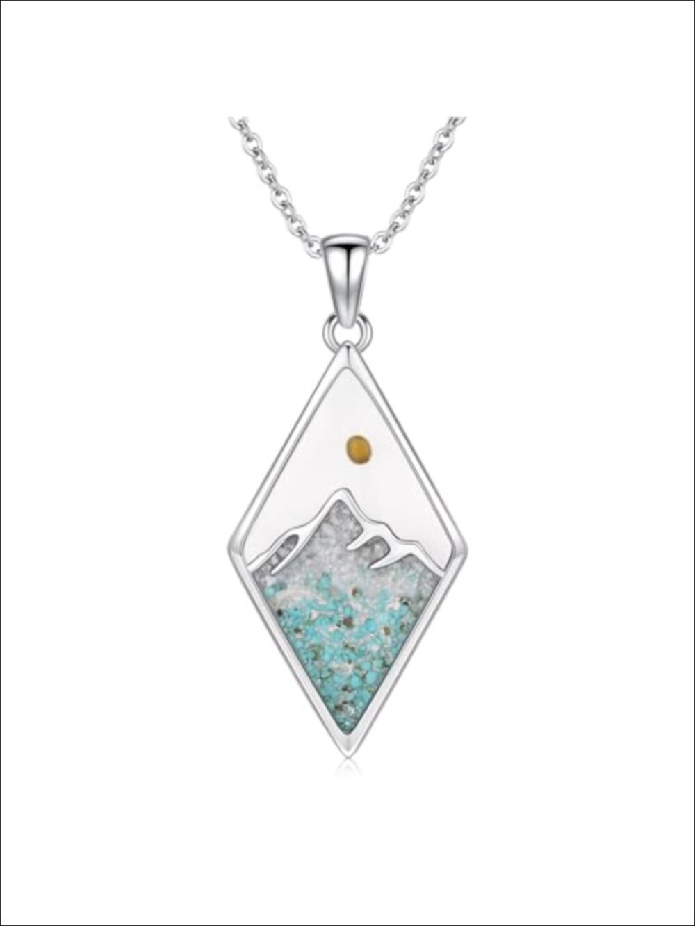 Mustard Seed Cross Pendant Necklace 925 Sterling Silver Turquoise
